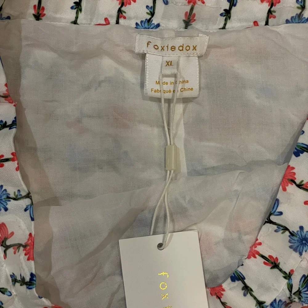 NWT Anthropologie Foxiedox White Floral Midi Skirt - Picture 2 of 5